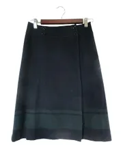 ナイスクラップ NICE CLAUP スカート ウール バイカラー 巻きスカート ひざ丈 ネイビー QQQ