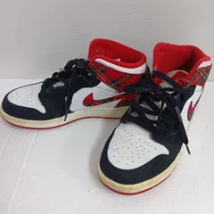 NIKE ナイキ  AIR JORDAN 1 MID WHITE PLAID ウィメンズ　23.5cm