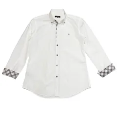 古着 バーバリーブラックレーベル 長袖 ボタンダウンシャツ クリーニング済み チェック柄 白 メンズ サイズ3