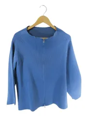 ミスティック mystic カーディガン 長袖 リブ ジッパー 無地 ブルー サイズ2 QQQ