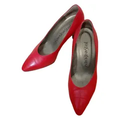  Yves Saint Laurent イヴサンローラン　パンプス　赤　レッド　レディース　35 1/2 ハーフ　シンプル　オシャレ　高級　レザー【Z1780】