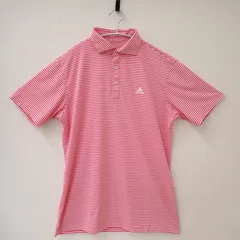 古着　adidas アディダス　レディース　ゴルフポロシャツ　ボーダー　ピンク系　XLサイズ相当　テーラーメイド　ゴルフウェア