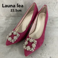 美品 Launa lea ラウナレア 23.5cm ピンク パンプス ビジュー ポインテッドトゥ ヒール 0484 シューズ 靴 結婚式 パーティー フォーマル 冠婚葬祭 イベント お呼ばれ 二次会 卒業式 入学式 華やか 上品 ★ ■■