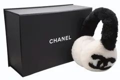 極美品 CHANEL シャネル COCO NEIGE ココ ネージュ イヤーマフ AAB261 ココマーク ラムシアリング ホワイト ブラック 中古 4b012518