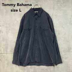 Tommy Bahama トミーバハマ グレー シルク100% フェイクスエード 長袖 シャツ Lサイズ 無地 胸ポケット フラップ ワーク カジュアル ビッグシルエット オーバーサイズ ゆるだぼ 古着 ストリート 起毛 独特の質感 高級感 ★ ◇■