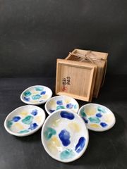 A1437-4/清水焼/日吉窯/平安京泉 造/四方刺身鉢 大5客・小5客/銘々皿