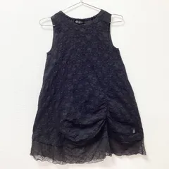 古着　zucca di zucca　ズッパ ディ ズッカ　レース　チュニック　花柄　ノースリーブワンピース　キッズ　140サイズ　コットン　ブラック　黒　レイヤードデザイン　フォーマル　ギャザー