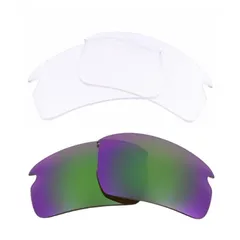 ２色セット オークリー フラック 2.0 アジアンフィット oo9271 シリーズに対応 偏光 透明 交換レンズ Oakley Flak 2.0 Asian Fit レンズフリップオリジナルレンズ (クリア&偏光グリーンミラー)