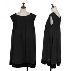 スナオクワハラsunao kuwahara 裾ベロア切替ノースリーブワンピース 黒M