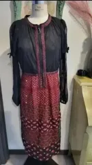 新品)定価60万円以上 黒 シフォン ロング ワンピース ユニークワンピース 刺繍ワンピース 刺繍