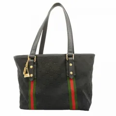 【6bb1876-k】グッチ トートバッグ GGキャンバス/シェリーライン 137396 キャンバス ブラック ゴールド金具【中古】レディース
