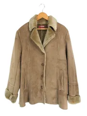 レノマ renoma U.P ムートン コート ジャケット ファー フェイク ボア 起毛 スウェード 無地 ブラウン サイズM QQQ