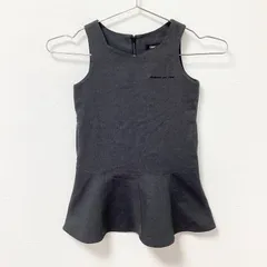 古着　美品　COMME CA ISM　コムサイズム　ジャンパースカート　フレアワンピース　無地　ノースリーブワンピース　キッズ　100相当　ドライ　チャコールグレー　灰色　フォーマル　バックジップ　ペプラムデザイン