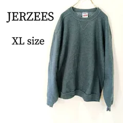 JERZEES ジャージーズ メンズ トレーナー スウェット トップス クルーネック グレー Vガゼット 長袖 ロングスリーブ 無地 オーバーサイズ ゆるダボ XL