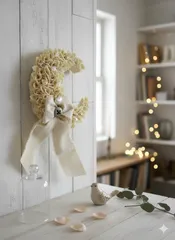 お月様　布リース　インテリア　ハンドメイド　三日月　プレゼント