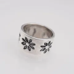 Q500 ヴィンテージ 925 MEXICO刻印 リング フラワー 彫刻 デザイン シルバー 指輪 メキシカンジュエリー メキシコ製 13号
