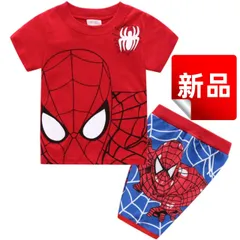 ✨新品✨ スパイダーマン 子供パジャマ 上下セット 半袖Tシャツ ハーフパンツ パジャマ 男の子 マーベル プリント コットン キッズ 子供服 部屋着 ルームウェア 100cm 110cm 120cm 130cm