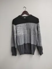 N2012 【タグ付未使用】 DIESEL ディーゼル クルーネック ニット セーター Sサイズ メンズ 長袖 ブラック/グレー  秋冬春
