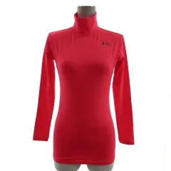 アンダーアーマー UNDER ARMOUR ハイネックアンダーウエア heat gear 長袖 ロゴプリント FITTED 蛍光ピンク系 SM