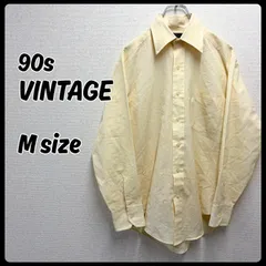 90s ヴィンテージ トップス 無地シャツ Mサイズ イエロー 古着