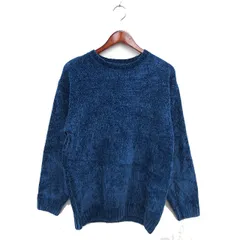 アーバンリサーチ URBAN RESEARCH ITMES モールニット セーター クルーネック リブ プルオーバー 長袖 M 青 ブルー /NT10