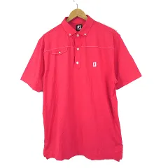 フットジョイ FootJoy ゴルフ ポロシャツ ボタンダウン ドライ ロゴ 刺繍 ストレッチ 半袖 2XL ピンク 大きいサイズ 国内正規品