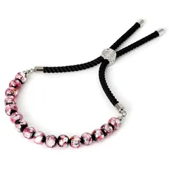 【新品】 [Sea drop] 光る ホタルガラス 6mm ピンク ビーズ ブレスレット 蓄光 桃色 とんぼ玉 長さ調節可能 [304bt-02]