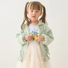 Lycee mine 3061330  【UV加工】ギンガムチェックフリルブルゾン【Lycee mineバレエシリーズ】エメラルドグリーン