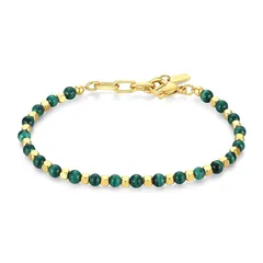 【新品】 [GAVU] [ガーブ] マラカイト ゴールドメッキステンレス パワーストーンブレスレット メンズ 1