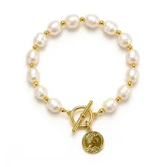 【新品】 [AURABLOOM]5種選べる 天然淡水パール ブレスレット レディース マグネット ローズクォーツ パワーストーン 結婚式 プレゼント20代 30代 女性用 化粧箱付き 0