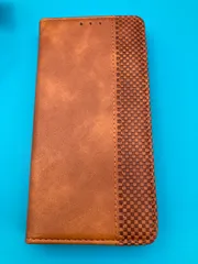 Xperia Ace II ケース 手帳型 レザー ブラウン 市松模様 カード収納 スタンド機能 エクスペリア 新品