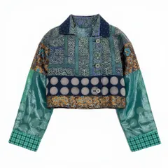 Ab9 ISSEY MIYAKE イッセイミヤケ 2001ss ランウェイ着 クレイジーパターン ショート丈ジャケット アウター 2 マルチカラー レディース アーカイブk02iのサムネイル