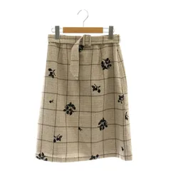 ファビュラス アンジェラ FABULOUS ANGELA タイトスカート チェック 千鳥格子 花柄 M ベージュ 黒 /CX ■OS ■GY39 ■AX