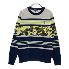 サイズ：4 PEARLY GATES パーリーゲイツ  ウール混 ニットセーター 迷彩 カモフラ ボーダー柄 ネイビー系 [240101622721] ゴルフウェア メンズ ストスト