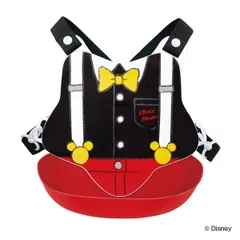 エプロン ベビー ミッキーマウス バッククロス ポケット付き プラスチック （ ビブ 1歳半～ ベビーエプロン 背中 紐 お食事エプロン 赤ちゃん キャラクター ベビースタイ よだれかけ 食事用 長さ調節 離乳食 ミッキー なりきり ）
