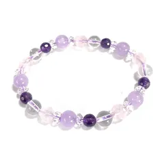 【新品】 2月の誕生石 【Malline 】天然石 パワーストーン ブレスレット アメジスト ラベンダー ローズクォーツ 愛 美 癒し 内径:約16.5cm 女性M ハンドメイド 日本製