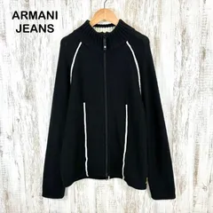 ARMANI JEANS アルマーニジーンズ ウール ダブルジップアップ ドライバーズニット セーター ブラックのサムネイル