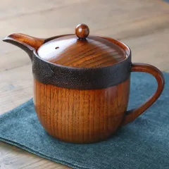 急須 布貼り 大 漆 木製 ティーポット 天然木 食器 （ 木製ポット 漆塗り ポット 紅茶ポット 茶器 ティポット 木製食器 木目調 木目 木 きゅうす 和モダン 和風 和食器 おしゃれ ）