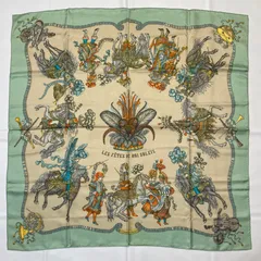 2601-161｜エルメス カレ 90 スカーフ シルク ミントブルー タグあり