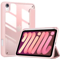 ProCase iPad Mini A17 Pro 第7世代 2024 Mini6 ケース 2021 8.3インチ ペンホルダー オートスリープ/ウェイク機能 耐衝撃 三つ折りスタンド 透明バックカバー 適用機種：iPad Mini A17 Pro  ...