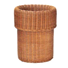 ゴミ箱 丸型 幅26cm 籐 ラタン 円柱 ダストボックス ふた無し （ ごみ箱 かご バスケット カゴ 小さい 丸 ふたなし 袋 見えない くずかご 収納 鉢カバー 蓋なし リビング ベッドサイド おしゃれ ）