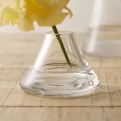 花瓶 fuji フジ 直径7.5×高さ5cm （ 花ビン 花びん 花器 ベース ガラスベース フラワー 花 飾る 一輪挿し 花入れ ガラス ガラス製 ハンドメイド 手作り クリア 透明 細口 ）