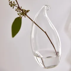 花瓶 airy drop エアリードロップ 直径6×13cm フラワーベース L （ 花びん 花器 ベース ガラスベース ガラス 吊り下げ 卓上 2way 花ビン スタンド 硝子 がらす 一輪挿し ハンギング つり下げ 壁掛け ）