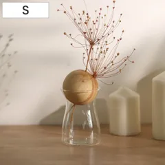 花瓶 visco ビスコ 直径7×高さ13cm S フラワーベース （ 花ビン 花びん 花器 ベース ガラスベース フラワー 花 飾る 一輪挿し 花入れ ガラス ガラス製 ハンドメイド 手作り クリア 透明 細口 天然木 木製 ）