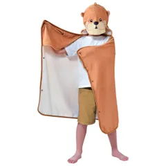 バスタオル カワウソ タオル アニマルタオル 動物 かわいい （ フード付きタオル フード付きバスタオル なりきりタオル フードタオル ラップタオル ポンチョタオル マイクロファイバー 吸水 変身 なりきり かわうそ ）