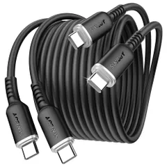 SUNGUY USB Type Cケーブル 2m PD対応 絡まないケーブル シリコン素材採用 【2本セット】100W/5A 超急速充電 USB C to C Android Auto/Carplay対応 高耐久性 iphone17/16/15シリー ...