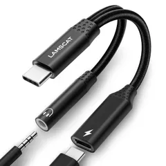 2in1 タイプC イヤホン変換アダプタ PD60W 急速充電 同時 Type-C イヤホンジャック 二股イヤホンケーブル 充電しながら 通話 音量調節 ポータブル for iPad pro Google Pixel Xperia Samsung Galaxy