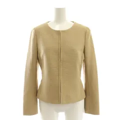 グリーンレーベルリラクシング ユナイテッドアローズ green label relaxing ノーカラージャケット 36 ベージュ /AT ■OS