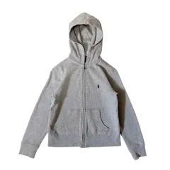 POLO Ralph Lauren ポロラルフローレン パーカー フード フーディ スウェット ジップアップ 裏起毛 ホースロゴ刺繍 グレー S(8) 140相当 キッズアパレル