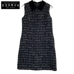 FOXEY フォクシー 43895 ﾌﾞﾗｯｸ Iﾗｲﾝ ﾂｲｰﾄﾞ ﾉｰｽﾘｰﾌﾞ ﾜﾝﾋﾟｰｽ 40